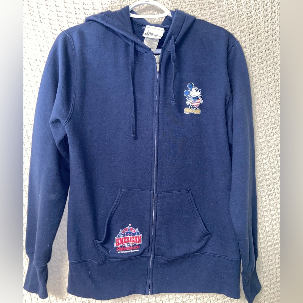 Epcot World Showcase Disney Parks Zip Up Mickey USA States Blue Hoodie Jacket - Picture 2 of 6